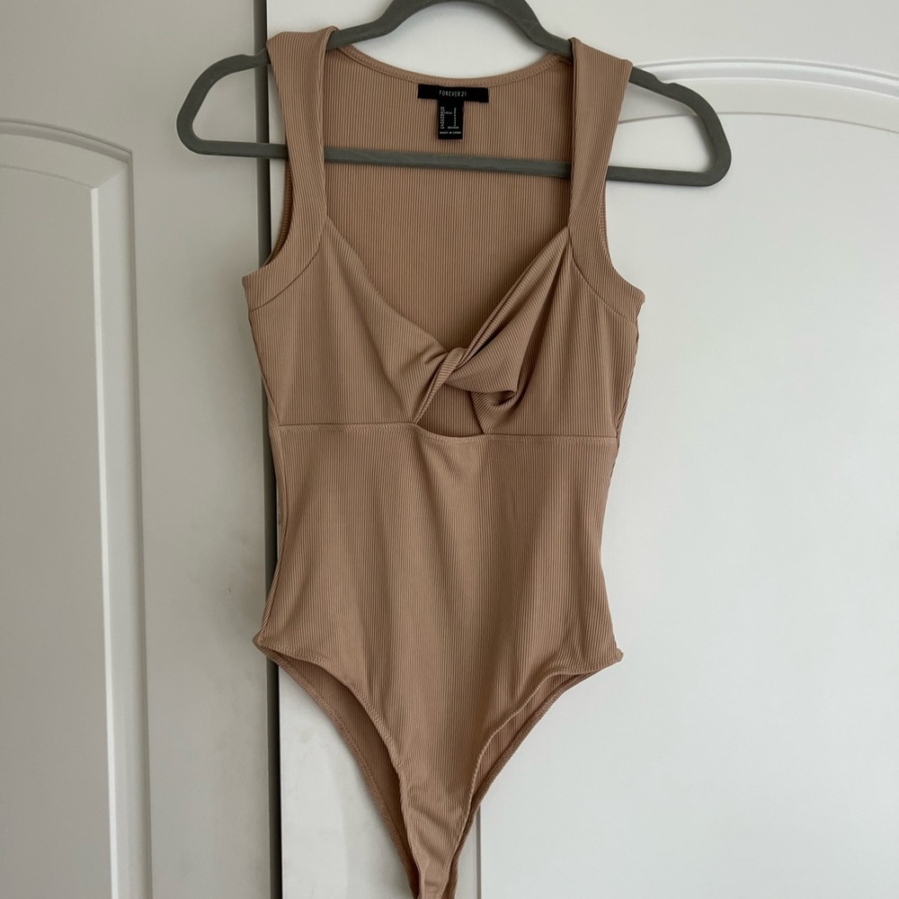 F21 NUDE RIBBED BODYSUIT